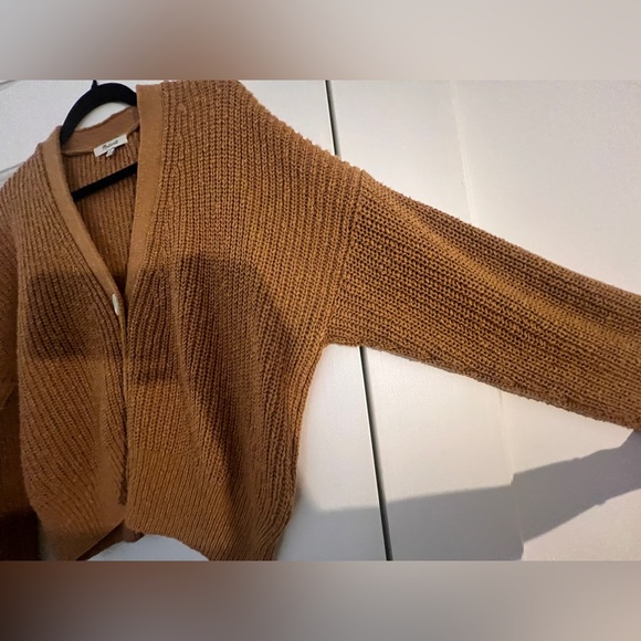 Madewell Brown Ochre Cotton Cropped Button-Up Cardigan - Size M - EUC - Picture 3 of 5